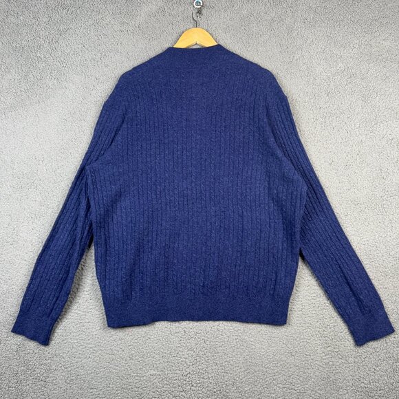 UNTUCKit Sweater Mens XL Blue La Frenz 1/4 Button Pullover Cable Knit Cashmere - Picture 3 of 14